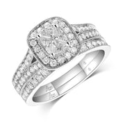 14K White Gold 1 Ct.Tw.Diamond Bridal Invisible Ring