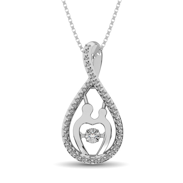 Sterling Silver 1/20 Ct.Tw. Diamond Mother And Child Pendant