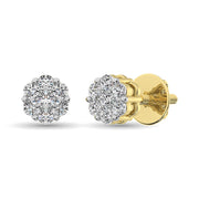 Diamond 1/4 Ct.Tw. Cluster Earrings in 14K Yellow Gold