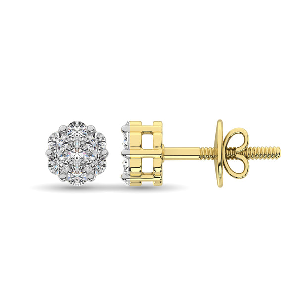 Diamond 1/2 Ct.Tw. Cluster Earrings in 14K Yellow Gold