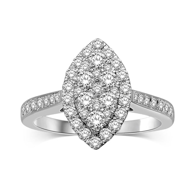 14K White Gold 9/10 Ct.Tw Diamond Engagement Ring