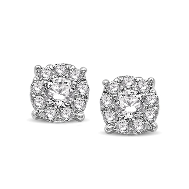 14K White Gold 1 Ct.Tw. Diamond Fashion Earrings