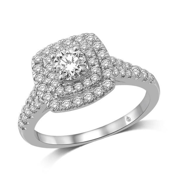 14K White Gold 2 Ct.Tw.Diamond Halo Engagement Ring