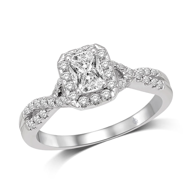 Lovecuts 14K White Gold 3/4 Ct.Tw.Diamond Engagement Ring