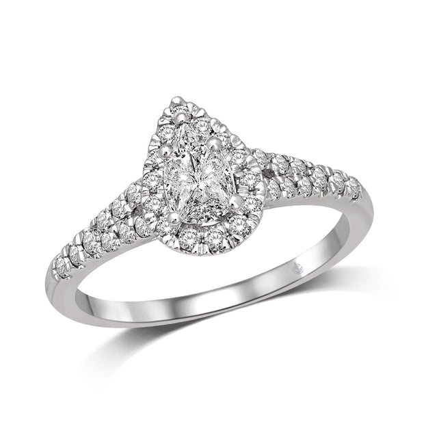 14K White Gold 9/10 Ct.Tw.Diamond Engagement Ring