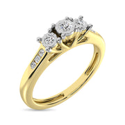 10K Yellow Gold 1/6 Ct.Tw.Diamond Three Stone Ring