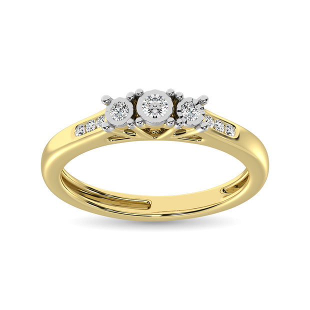 10K Yellow Gold 1/6 Ct.Tw.Diamond Three Stone Ring