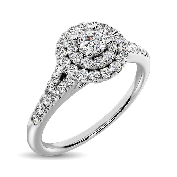 Diamond 1/3.Ct.Tw. Double Halo Engagement Ring in 10K White Gold