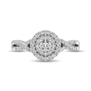 14K White Gold 1/2 Ctw Diamond Split Shank Engagement Ring