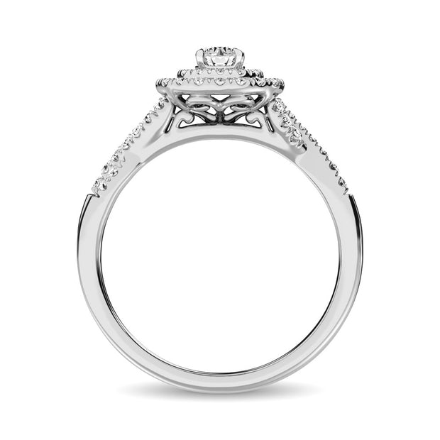 14K White Gold 1/2 Ctw Diamond Split Shank Engagement Ring