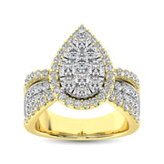 Diamond 1 Ct.Tw. Pear Shape Two Tone Engagement Ring