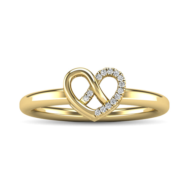10K Yellow Gold Diamond Accent Heart Ring