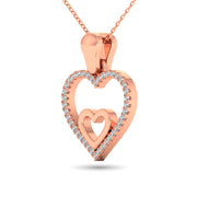 10K Rose Gold 1/10 Ctw Diamond Double Heart Pendant