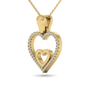 10K Yellow Gold 1/10 Ctw Diamond Double Heart Pendant