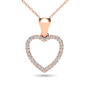 10K Rose Gold 1/10 Ctw Diamond Heart Pendant