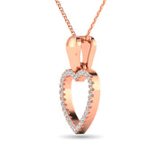 10K Rose Gold 1/10 Ctw Diamond Heart Pendant