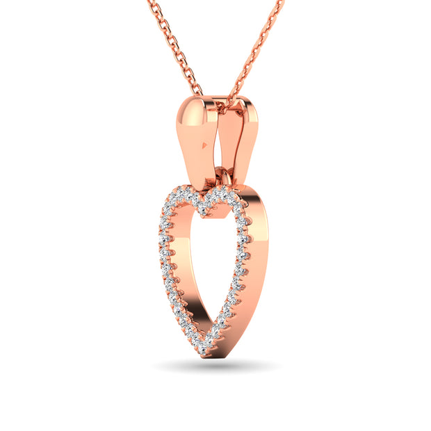 10K Rose Gold 1/10 Ctw Diamond Heart Pendant