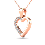 10K Rose Gold 1/10 Ctw Diamond Heart Pendant