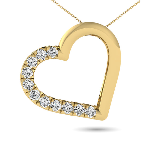 10K Yellow Gold 1/10 Ctw Diamond Heart Pendant