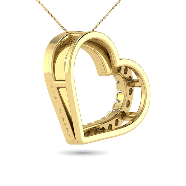 10K Yellow Gold 1/10 Ctw Diamond Heart Pendant