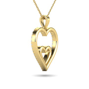 10K Yellow Gold 1/5 Ctw Diamond Double Heart Pendant