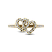10K Yellow Gold 1/5 Ctw Diamond Double Heart Ring