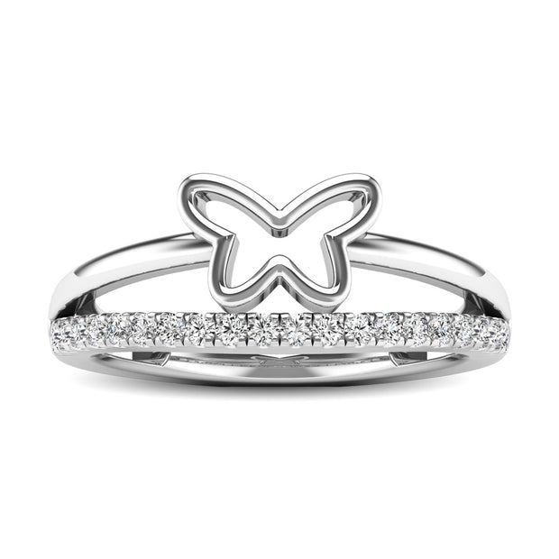 10K White Gold 1/5 Ctw Diamond Butterfly Ring