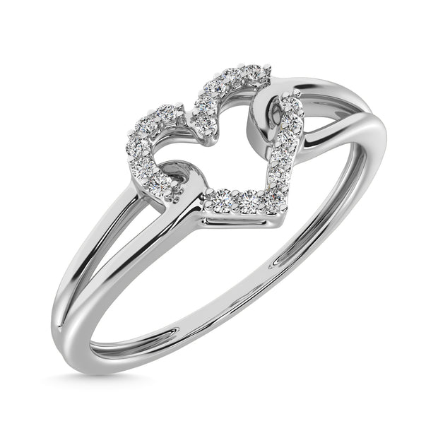 10K White Gold 1/20 Ctw Diamond Heart Ring