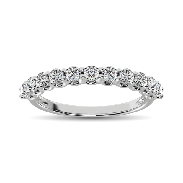 14K White Gold Diamond 5/8 Ct.Tw. 9 Stone Anniversary Band