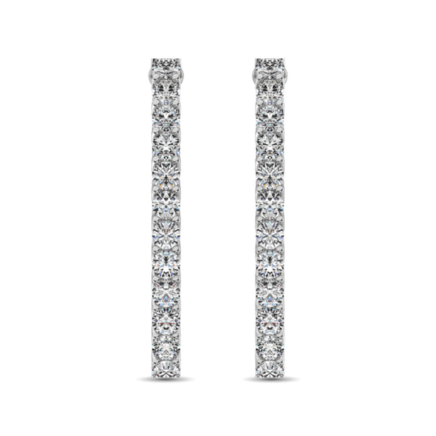 14K White Gold Diamond 1 1/2 Ct.Tw. In and Out Hoop Earrings