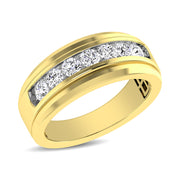 10K Yellow Gold 1/2 Ctw Round Cut Diamond Mens Wedding Band