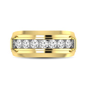 10K Yellow Gold 1/4 Ctw Round Cut Diamond Mens Wedding Band