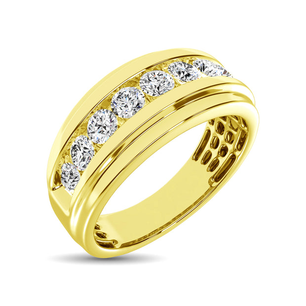 10K Yellow Gold 1 Ct.Tw. Diamond Satin Finish Mens Band