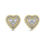 10K Yellow Gold 1/3 Ct.Tw. Diamond Heart Stud Earrings