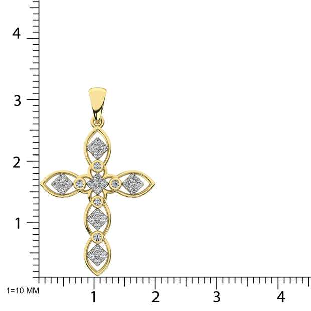 14K Yellow Gold 1/5 Ct.Tw. Diamond Cross Pendant
