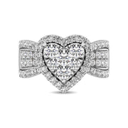 Diamond 1 Ct.Tw. Heart Engagement Ring in 14K White Gold