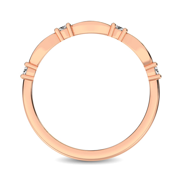 14K Rose Gold 1/4 Ctw Round and Tapper Diamond Band Ring