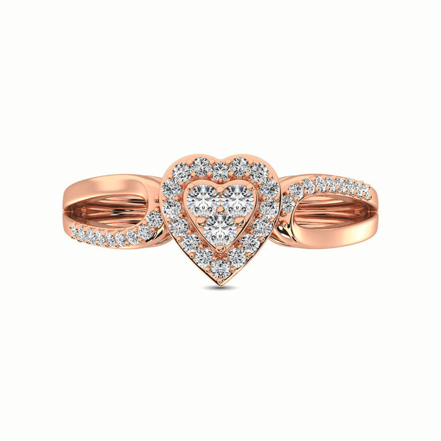 10K Rose Gold 1/4 Ct.Tw. Diamond Heart Engagement Ring