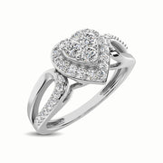 10K White Gold 1/4 Ct.Tw. Diamond Heart Engagement Ring