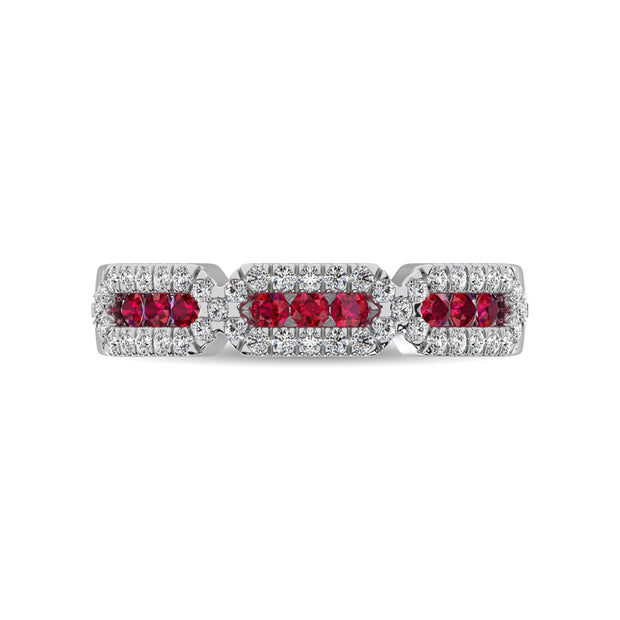 14K White Gold 5/8 Ct.Tw. Diamond & Ruby Stackable Band