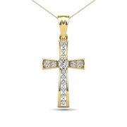 14K Yellow Gold 1/5 Ct.Tw. Diamond Cross Pendant