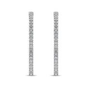 14K White Gold Diamond 2 2/5 Ct.Tw. In and Out Hoop Earrings