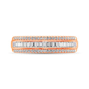 14K Rose Gold Round and Baguette Diamond 2/5 Ct.Tw. Anniversary Band