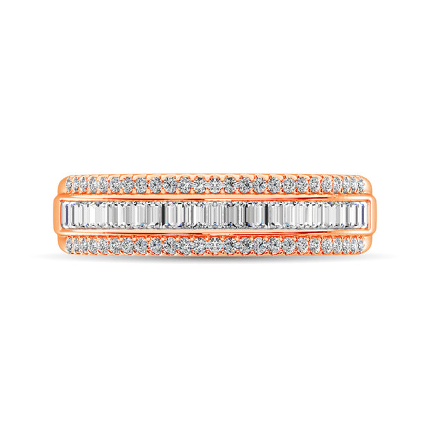 14K Rose Gold Round and Baguette Diamond 2/5 Ct.Tw. Anniversary Band