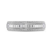 14K White Gold Round and Baguette Diamond 2/5 Ct.Tw. Anniversary Band