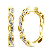 10K Yellow Gold Baguette Diamond 1/5 Ct.Tw. Hoop Earrings