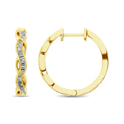 10K Yellow Gold Baguette Diamond 1/5 Ct.Tw. Hoop Earrings