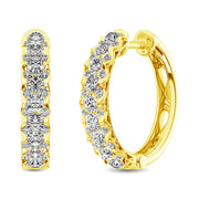 10K Yellow Gold Diamond 1 Ct.Tw. Hoop Earrings