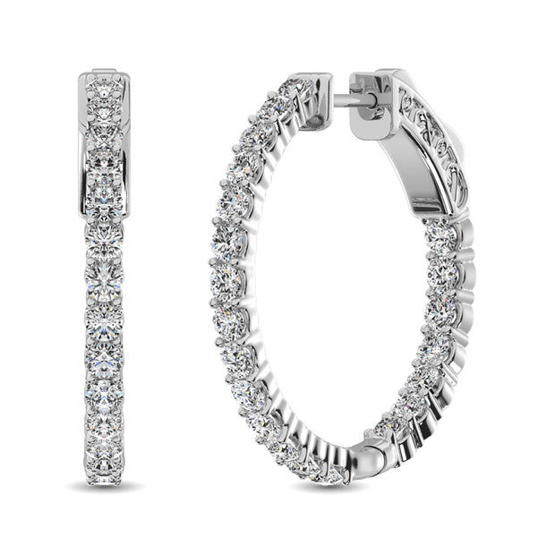 10K White Gold Diamond 1/2 Ct.Tw. In and Out Hoop Earrings