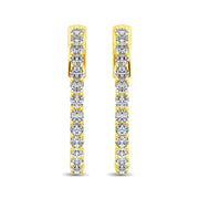 10K Yellow Gold Diamond 1/2 Ct.Tw. In and Out Hoop Earrings